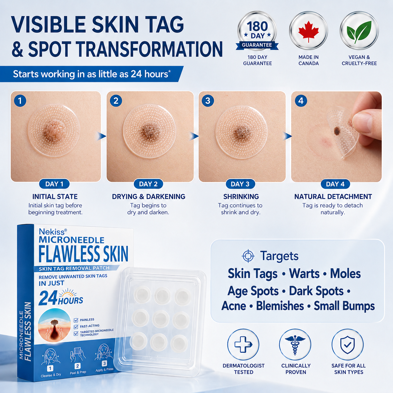 💧💧 𝐎𝐟𝐟𝐢𝐜𝐢𝐚𝐥 𝐒𝐭𝐨𝐫𝐞 | 𝑵𝐞𝒌𝐢𝐬𝐬® 🌿 𝐁𝐨𝐭𝐚𝐧𝐢𝐜𝐚𝐥 𝐌𝐢𝐜𝐫𝐨𝐧𝐞𝐞𝐝𝐥𝐞 𝐇𝐲𝐝𝐫𝐨𝐜𝐨𝐥𝐥𝐨𝐢𝐝 𝐏𝐚𝐭𝐜𝐡 (𝐅𝐨𝐫 𝐒𝐤𝐢𝐧 𝐓𝐚𝐠𝐬, 𝐒𝐦𝐚𝐥𝐥 𝐒𝐤𝐢𝐧 𝐆𝐫𝐨𝐰𝐭𝐡𝐬, 𝐖𝐚𝐫𝐭𝐬, 𝐌𝐨𝐥𝐞𝐬, 𝐀𝐠𝐞 𝐒𝐩𝐨𝐭𝐬 & 𝐏𝐢𝐠𝐦𝐞𝐧𝐭𝐚𝐭𝐢𝐨𝐧 𝐂𝐨𝐧𝐜𝐞𝐫𝐧𝐬)